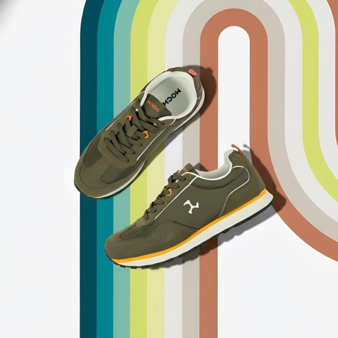 Mochi Men Olive Sports Walking Shoes
