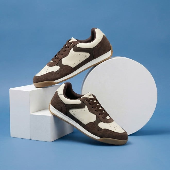 Mochi Men Brown-suede Casual Sneakers