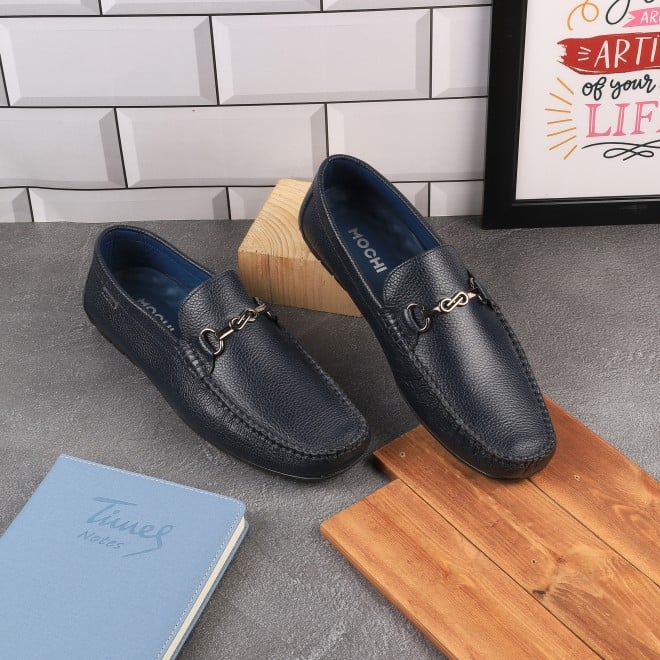 Mochi Men Navy-Blue Casual Loafers