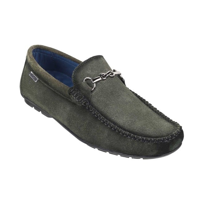 Mochi Men Greensuede Casual Loafers
