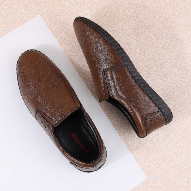 Mochi Men Brown Formal Moccasin