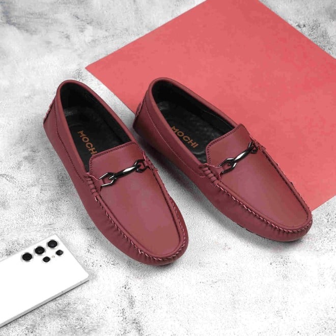 Mochi Men Maroon Casual Loafers