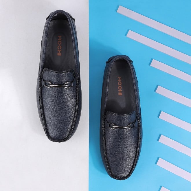 Mochi Men Navy-Blue Casual Loafers