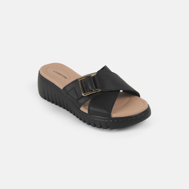 J.Fontini women Black Casual Slip Ons