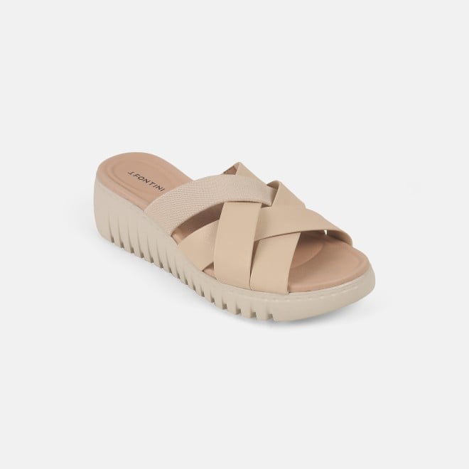 J.Fontini women Light-beige Casual Slip Ons