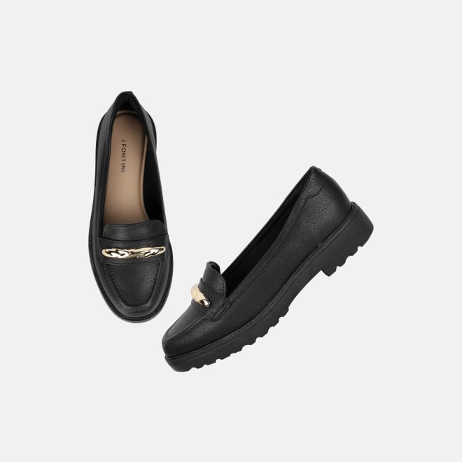 J.Fontini Women Black Casual Loafers (SKU: 75-171-11-37)