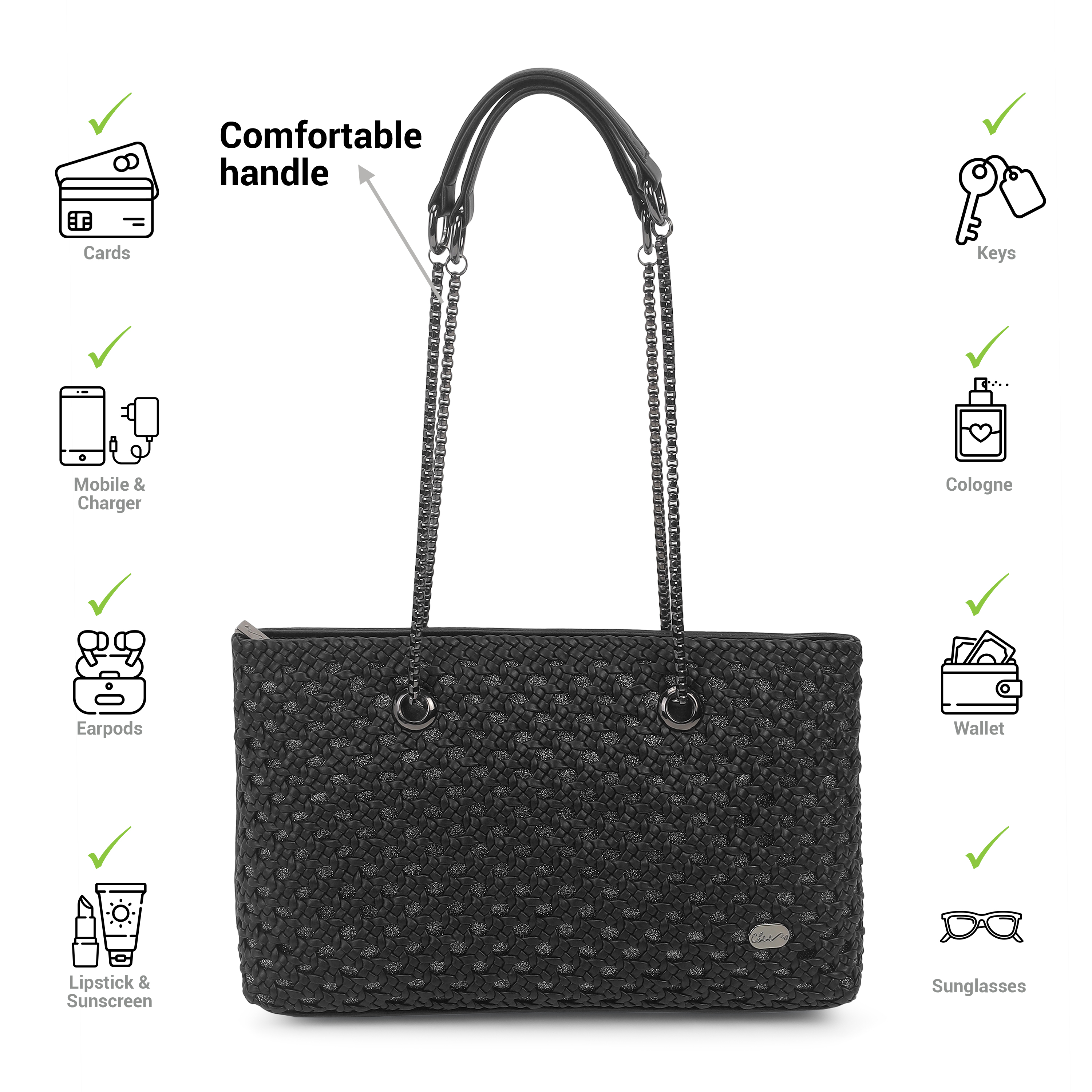 Cheemo Women Black Shoulder Bag (SKU: 77-198-11-10)