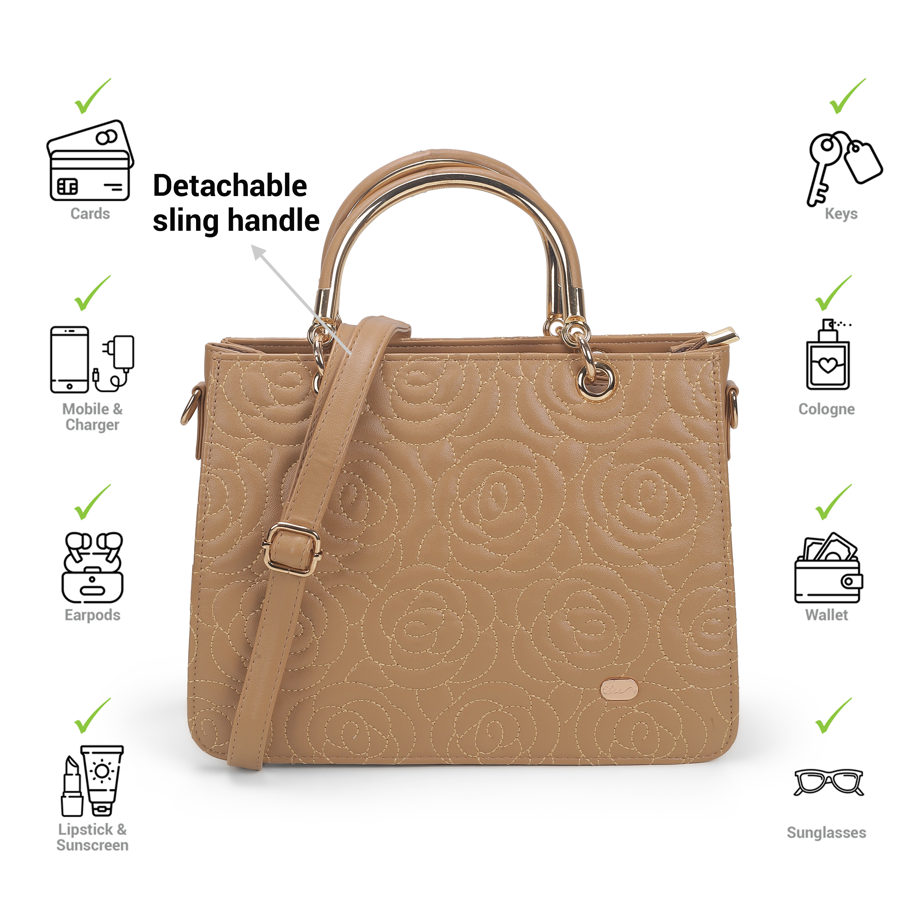 Cheemo Women Rose-gold Satchel Bag (SKU: 77-200-22-10)