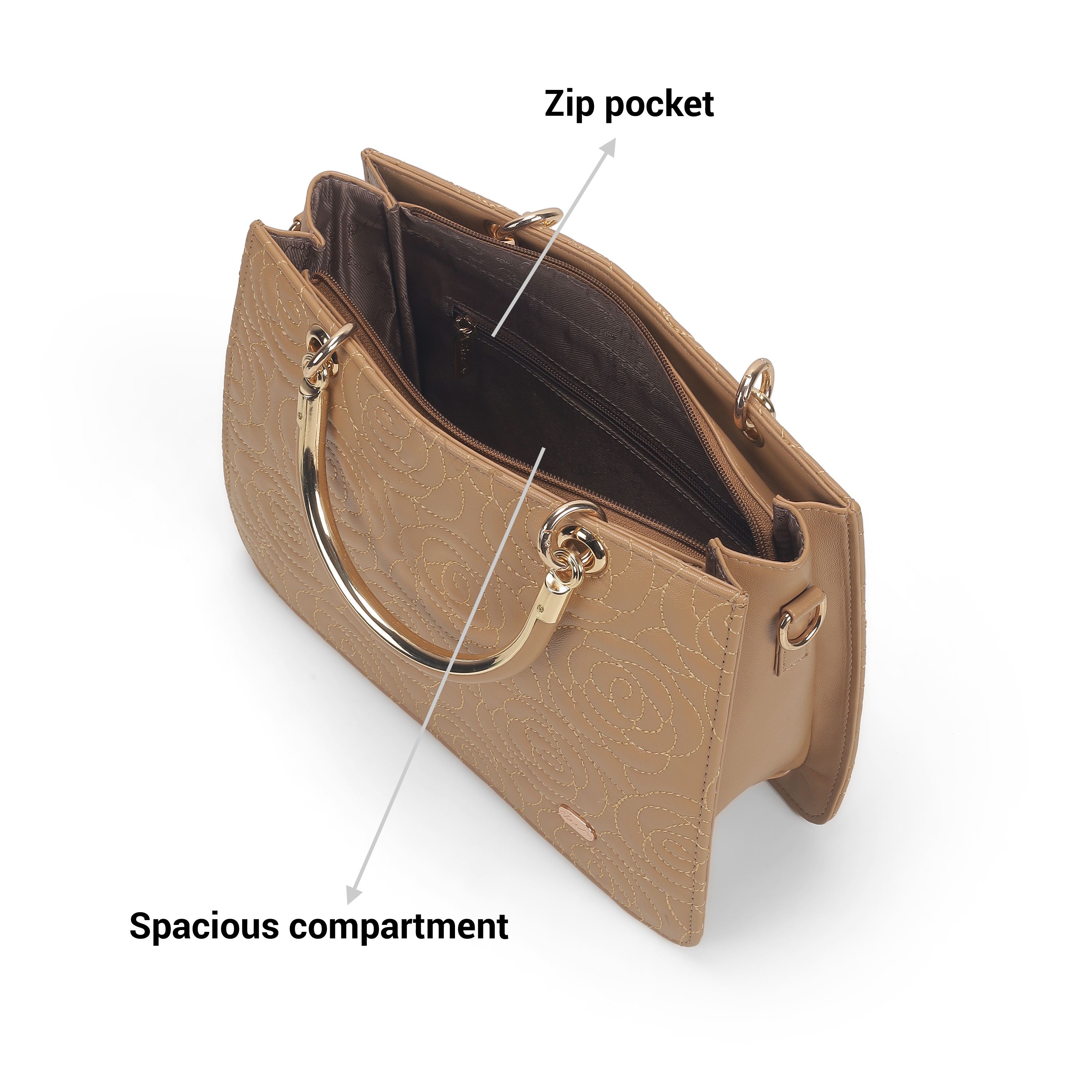 Cheemo Women Rose-gold Satchel Bag (SKU: 77-200-22-10)