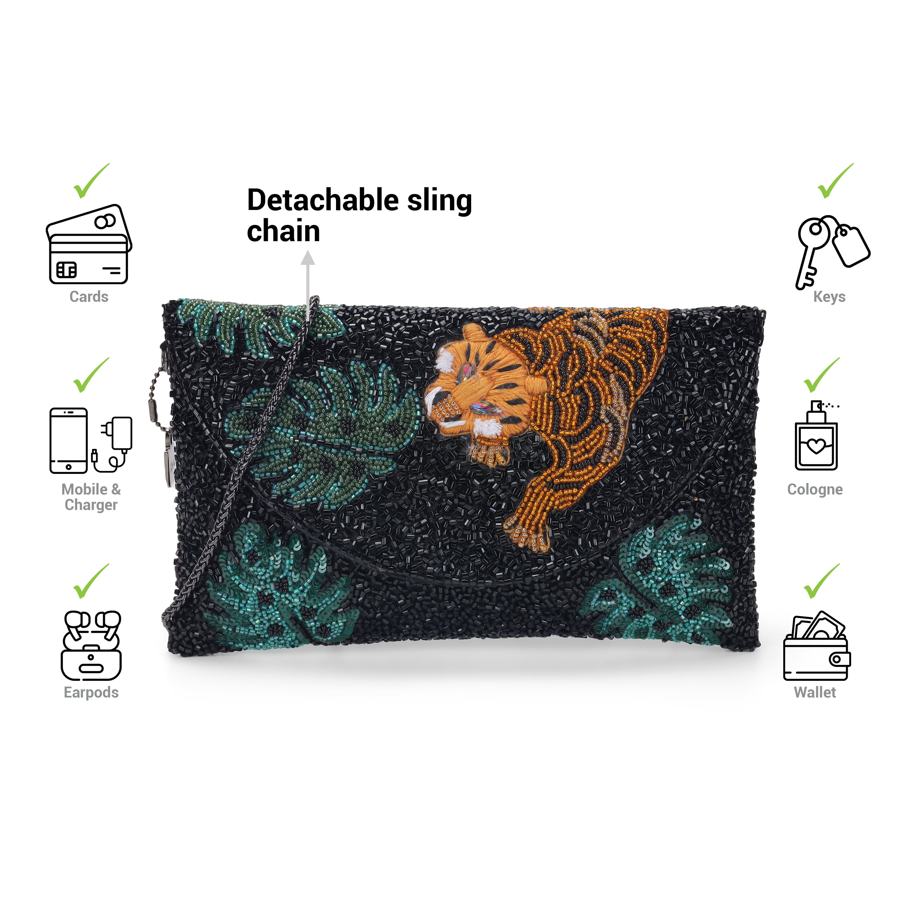 Cheemo Women Black Evening Bag (SKU: 77-201-11-10)