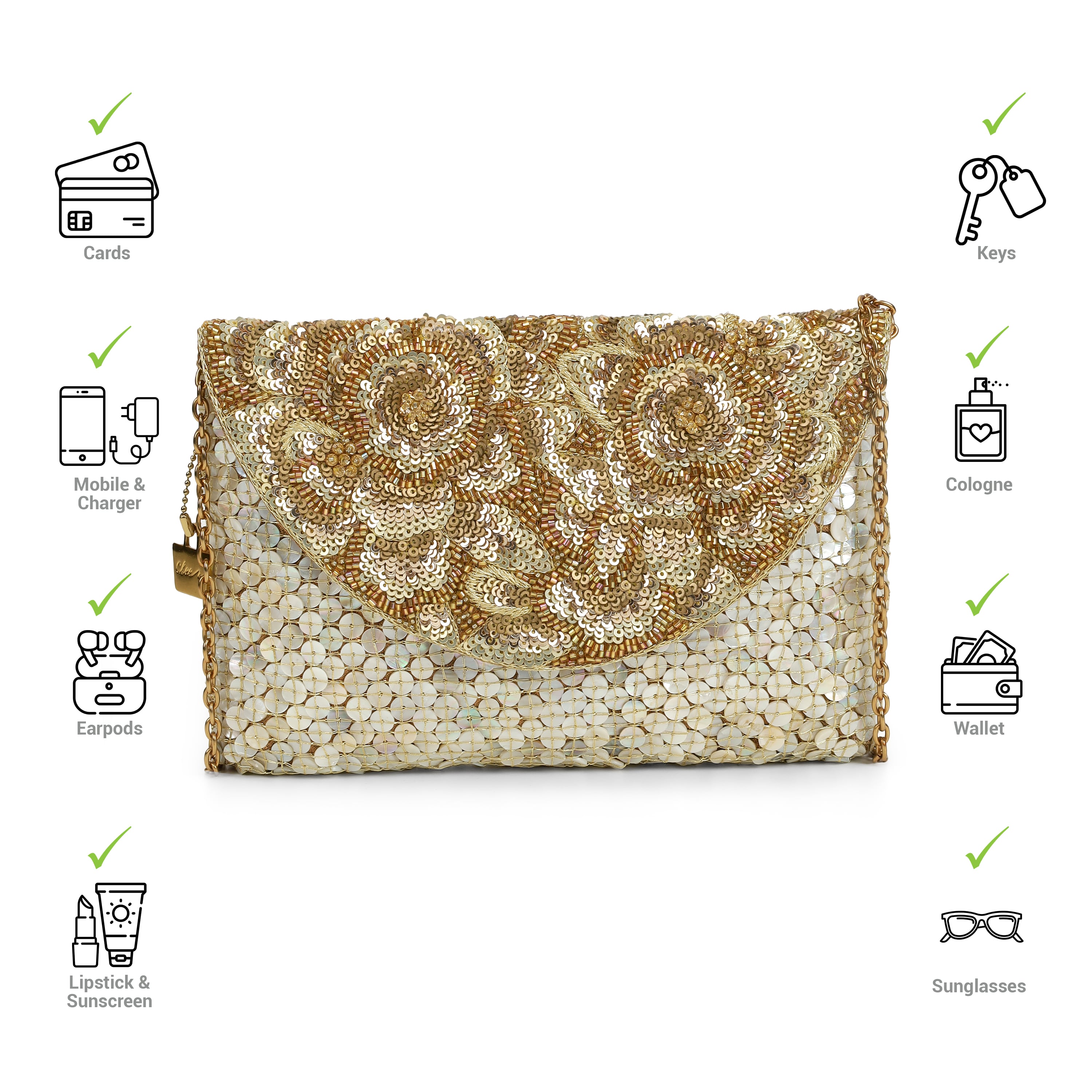 Cheemo Women Gold Evening Bag (SKU: 77-233-15-10)