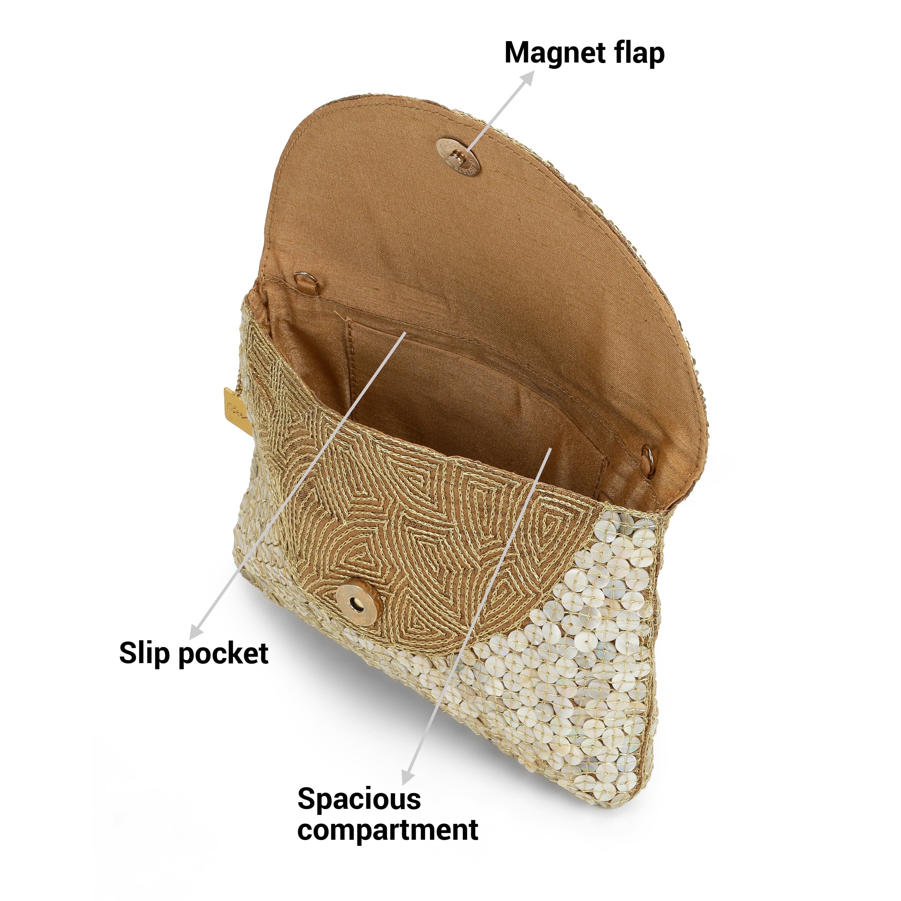 Cheemo Women Gold Evening Bag (SKU: 77-233-15-10)