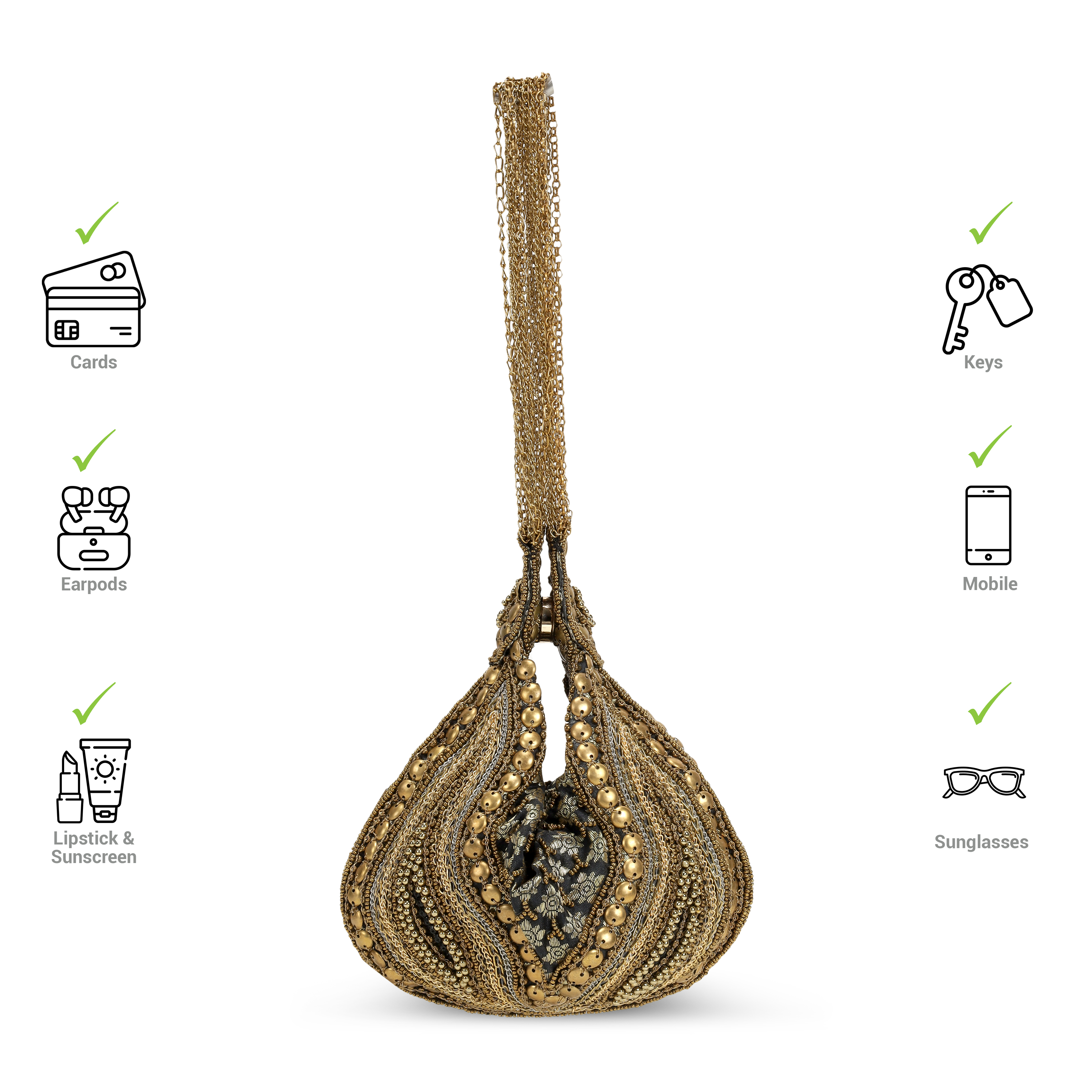 Cheemo Women Black Potlis (SKU: 77-234-11-10)