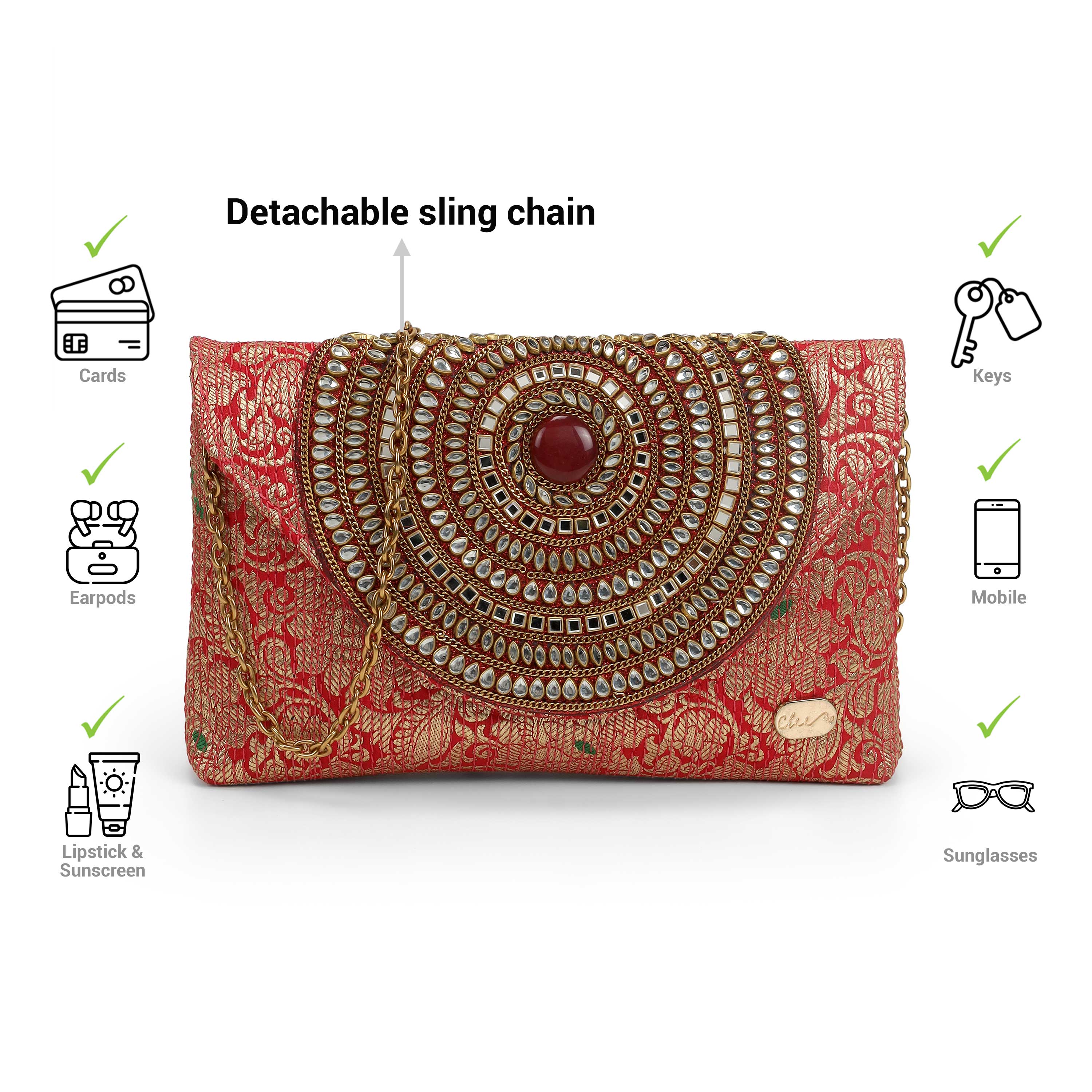 Cheemo Women Red Clutch (SKU: 77-236-18-10)