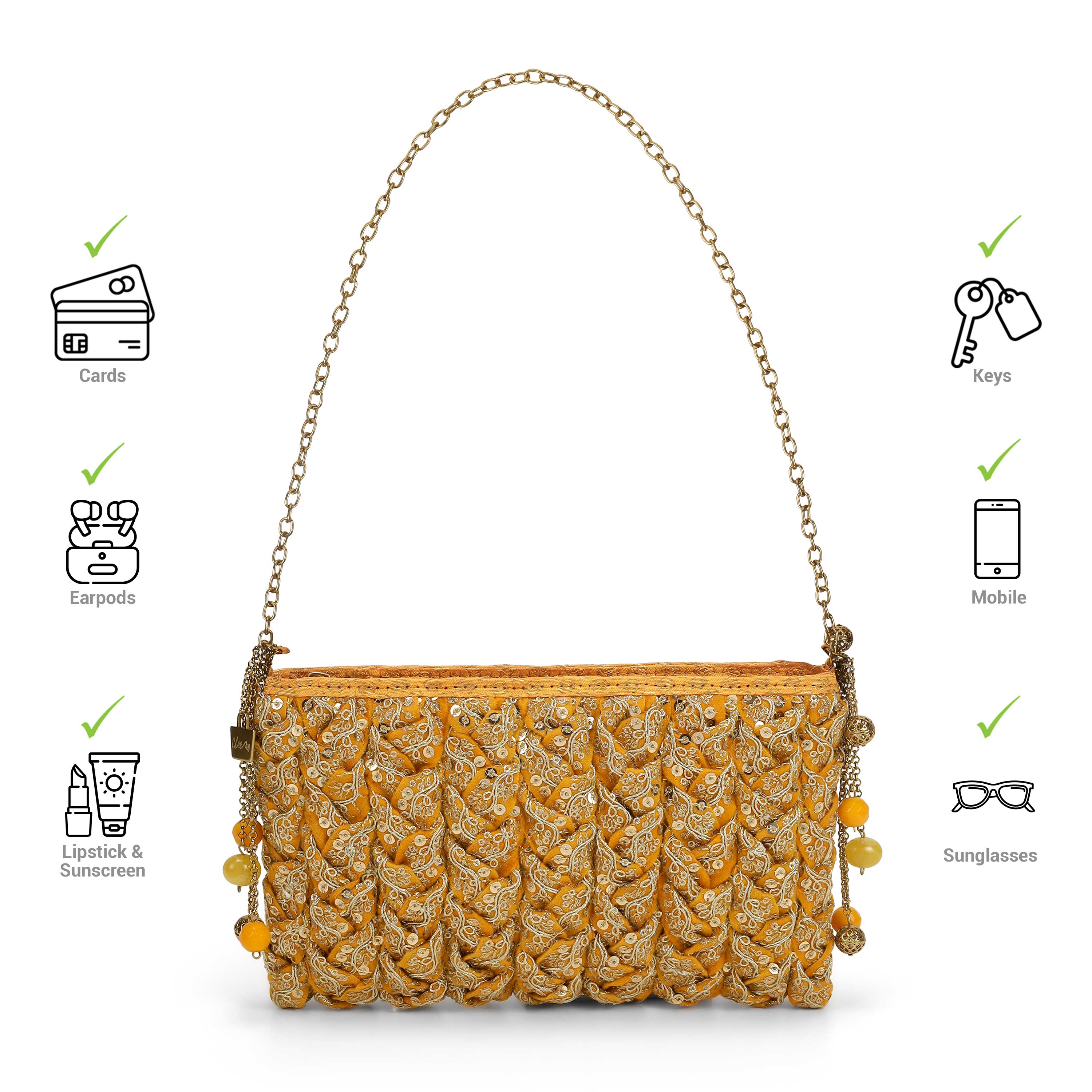 Cheemo Women Yellow Evening Bag (SKU: 77-259-33-10)