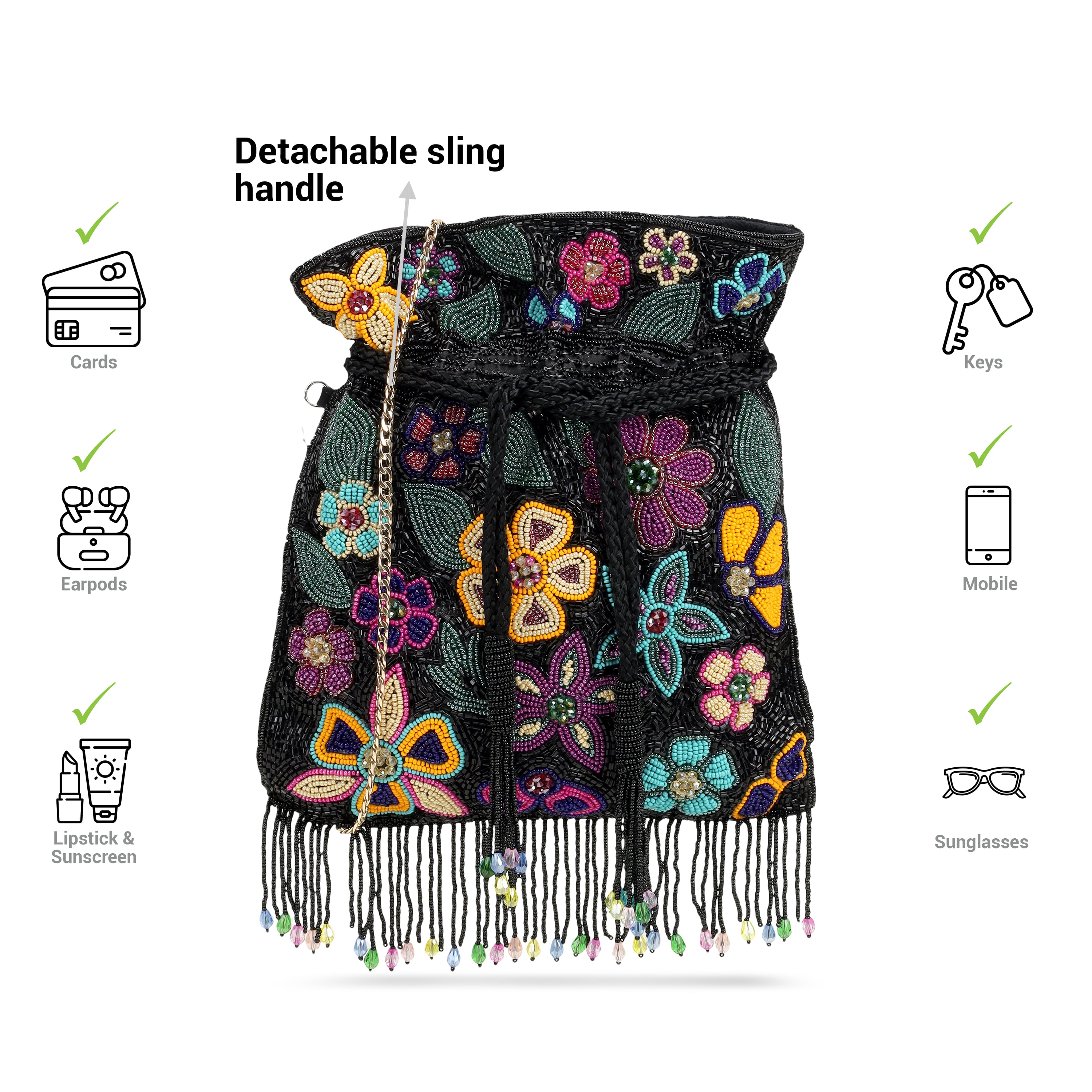 Cheemo Women Black Potlis (SKU: 77-261-11-10)