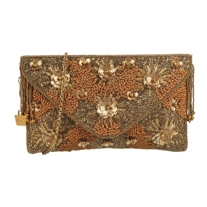 Mochi Antique-Gold Hand Bags Envelope Clutch