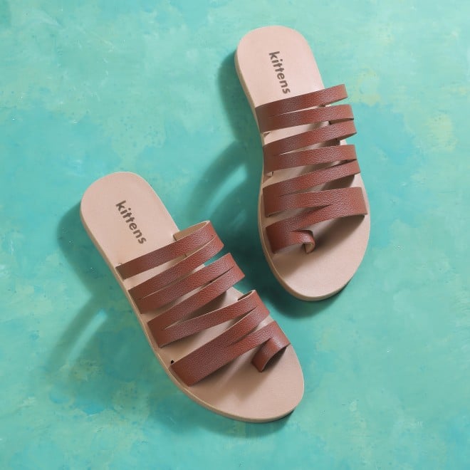 Kittens Girls Tan Casual Slippers (SKU: 78-12-23-31)