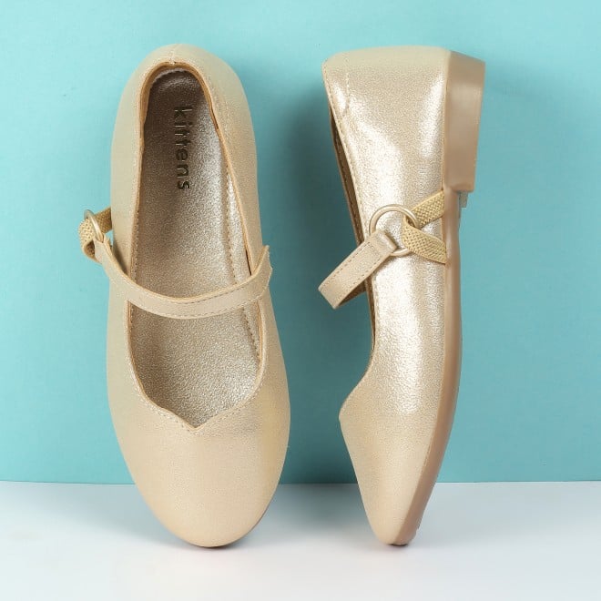 Kittens Girls Gold Casual Ballerinas