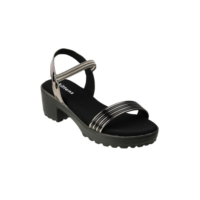 Kittens Girls Gun-metal Casual Sandals (SKU: 78-5741-29-30)