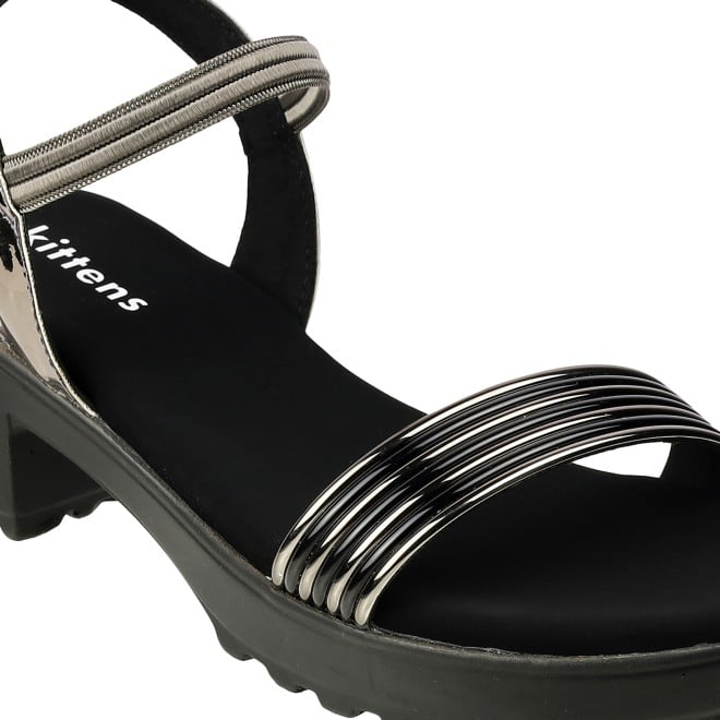 Kittens Girls Gun-metal Casual Sandals (SKU: 78-5741-29-30)