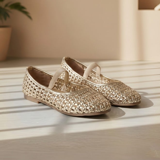 Kittens Girls Gold Casual Ballerinas