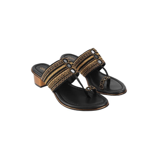 Cheemo Women Black Ethnic Kolhapuris (SKU: 92-157-11-36)