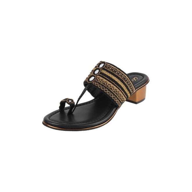 Cheemo Women Black Ethnic Kolhapuris (SKU: 92-157-11-36)