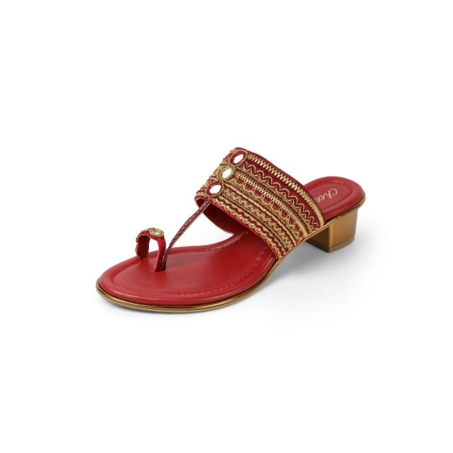 Cheemo Women Maroon Ethnic Kolhapuris (SKU: 92-157-44-36)