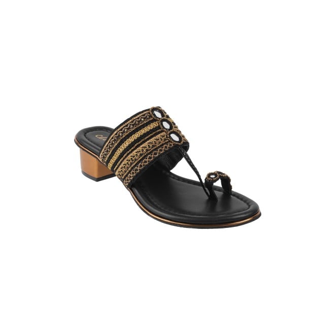 Cheemo Women Black Ethnic Kolhapuris (SKU: 92-157-11-36)