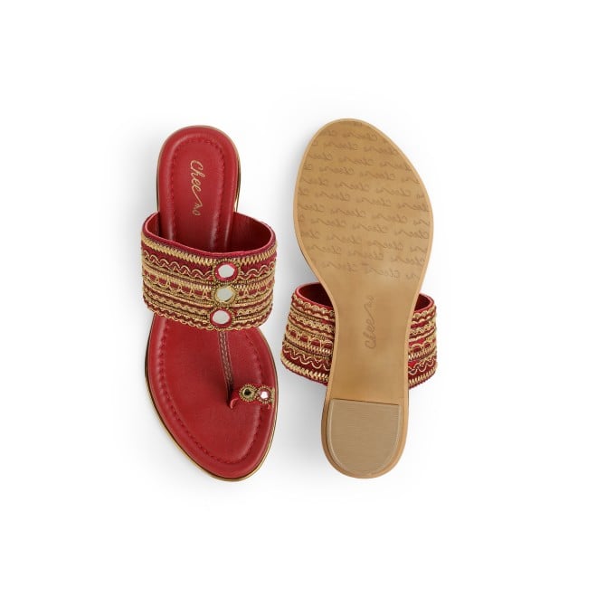 Cheemo Women Maroon Ethnic Kolhapuris (SKU: 92-157-44-36)