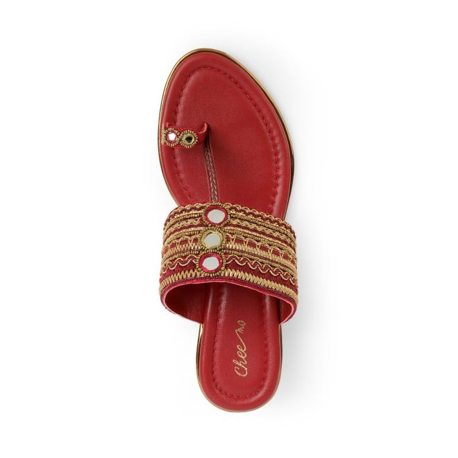 Cheemo Women Maroon Ethnic Kolhapuris (SKU: 92-157-44-36)