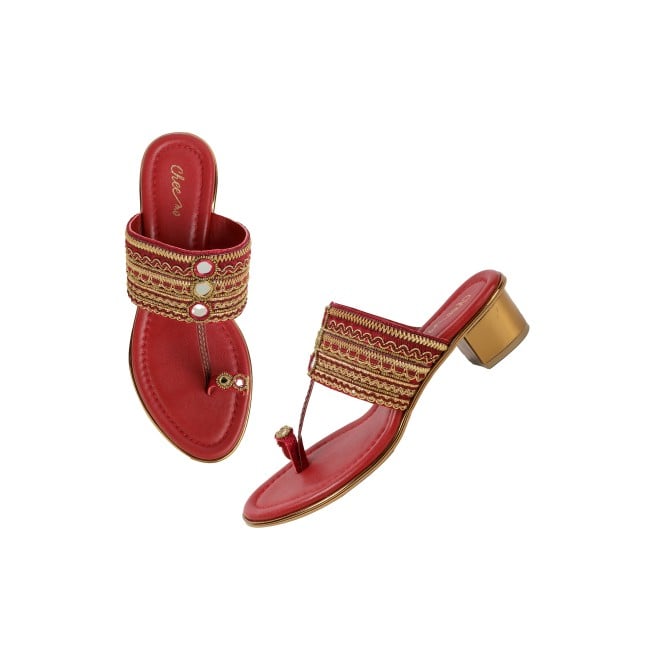 Cheemo Women Maroon Ethnic Kolhapuris (SKU: 92-157-44-36)