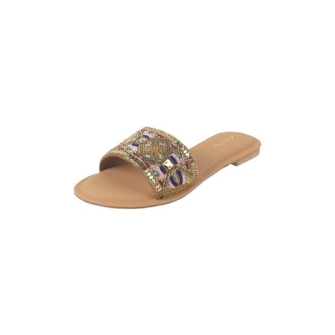 Cheemo Women Antic-gold Ethnic Slip Ons (SKU: 92-161-28-37)