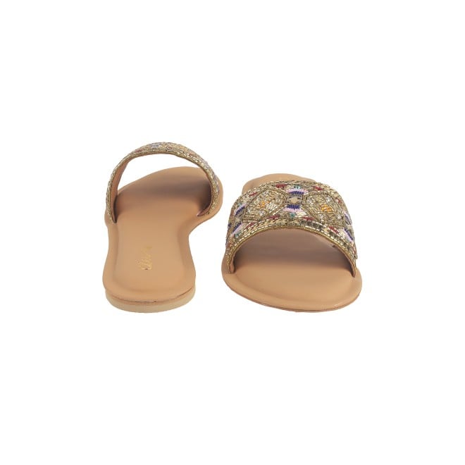 Cheemo Women Antic-gold Ethnic Slip Ons (SKU: 92-161-28-37)