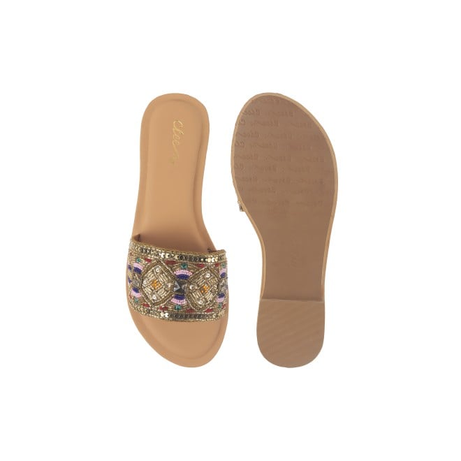 Cheemo Women Antic-gold Ethnic Slip Ons (SKU: 92-161-28-37)