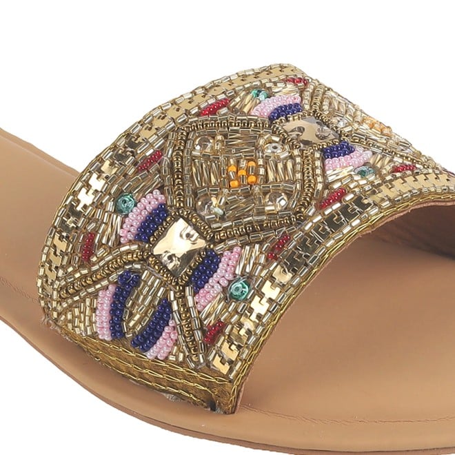 Cheemo Women Antic-gold Ethnic Slip Ons (SKU: 92-161-28-37)