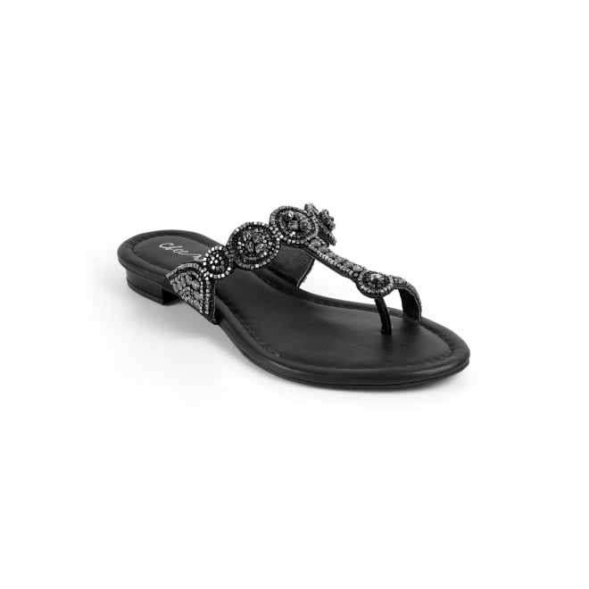 Cheemo Women Black Ethnic Slip Ons (SKU: 92-163-11-37)