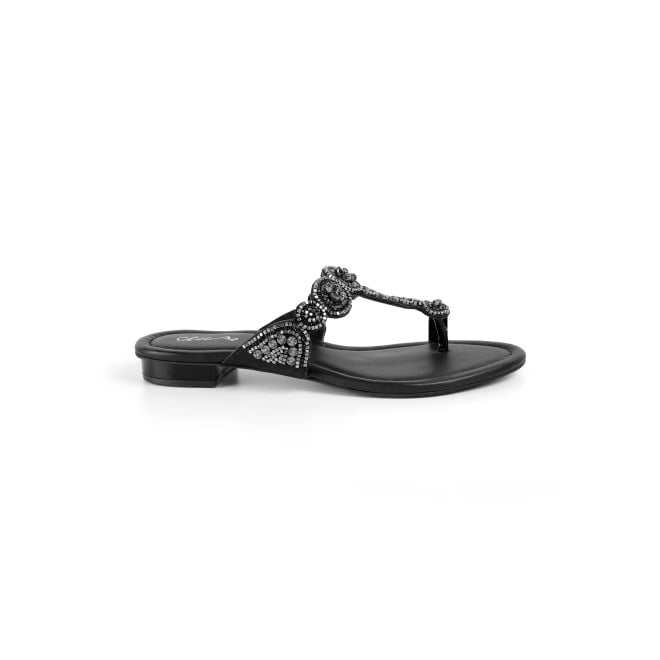Cheemo Women Black Ethnic Slip Ons (SKU: 92-163-11-37)