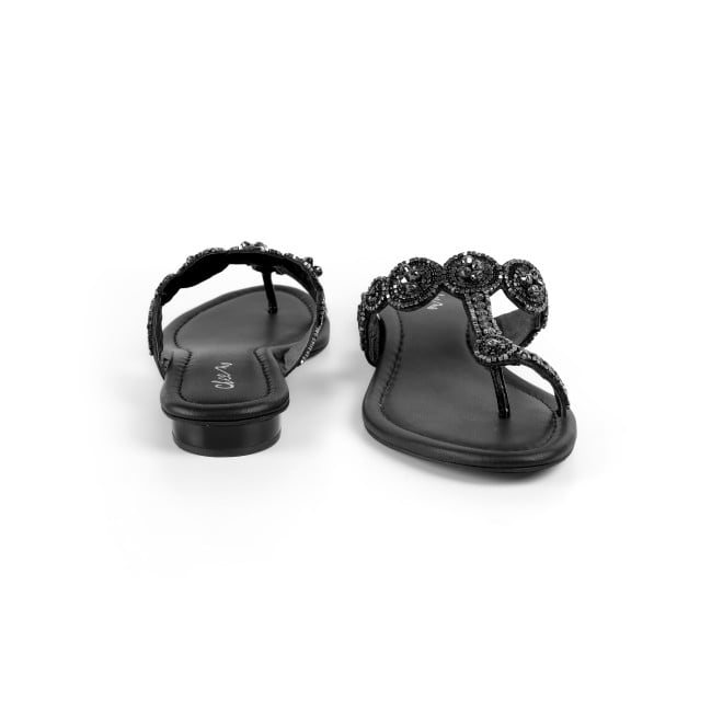 Cheemo Women Black Ethnic Slip Ons (SKU: 92-163-11-37)