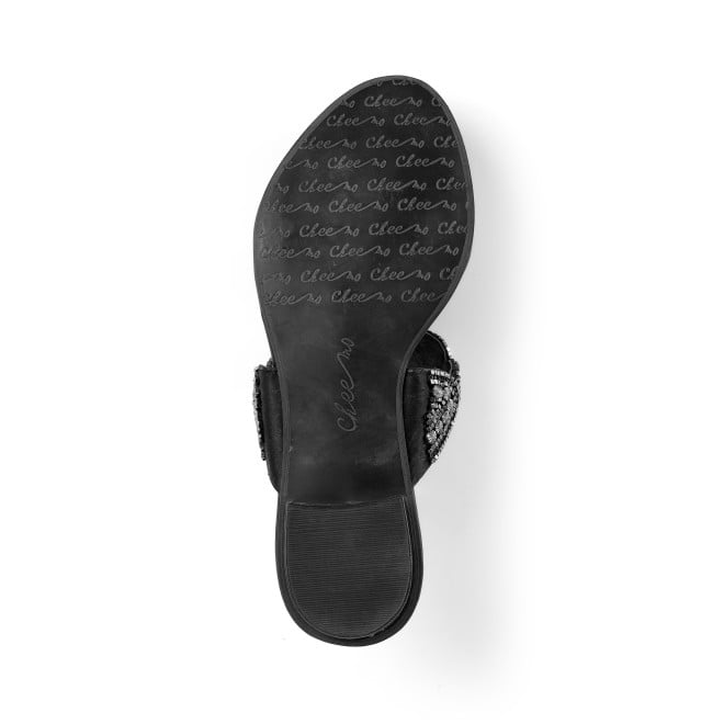 Cheemo Women Black Ethnic Slip Ons (SKU: 92-163-11-37)
