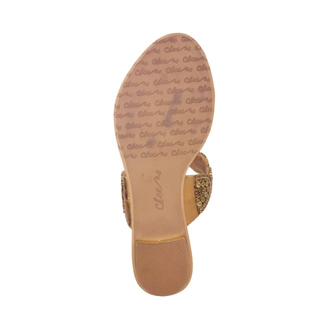 Cheemo Women Antic-gold Ethnic Slip Ons (SKU: 92-163-28-36)