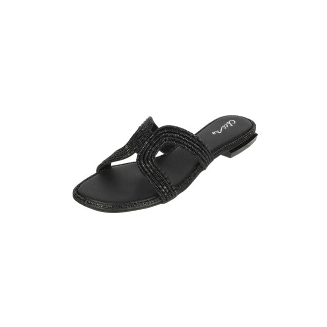 Cheemo Women Black Ethnic Slip Ons (SKU: 92-164-11-38)