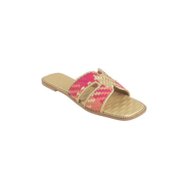 Cheemo Women Gold Ethnic Slip Ons (SKU: 92-173-15-39)