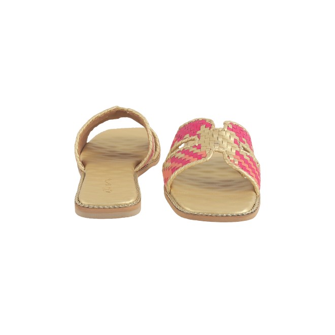 Cheemo Women Gold Ethnic Slip Ons (SKU: 92-173-15-39)