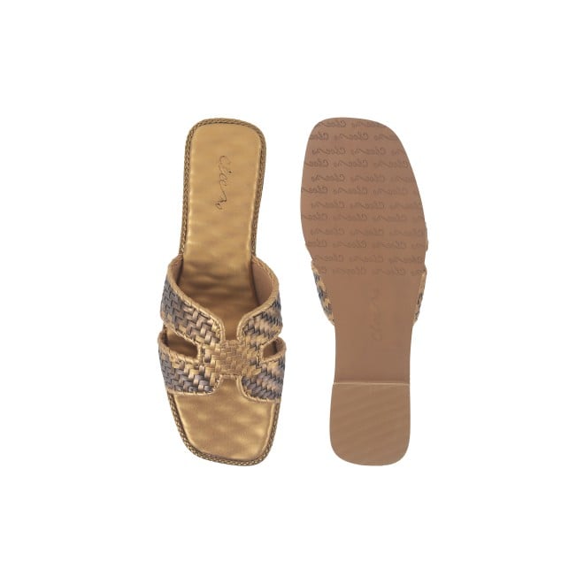 Cheemo Women Antic-gold Ethnic Slip Ons (SKU: 92-173-28-37)