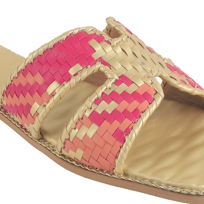 Cheemo Women Gold Ethnic Slip Ons (SKU: 92-173-15-39)