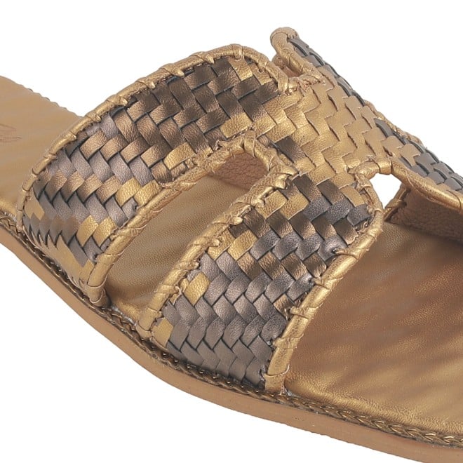 Cheemo Women Antic-gold Ethnic Slip Ons (SKU: 92-173-28-37)