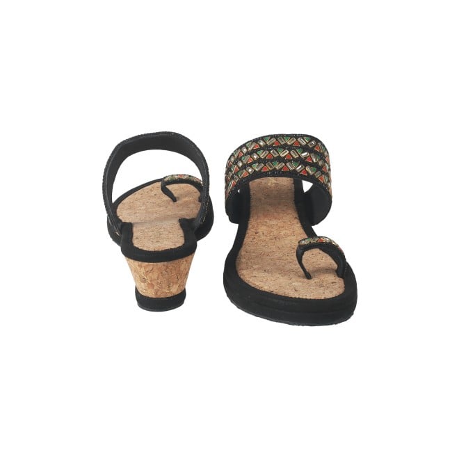 Cheemo Women Black Ethnic Slip Ons (SKU: 92-174-11-37)