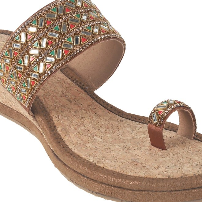 Cheemo Women Antic-gold Ethnic Slip Ons (SKU: 92-174-28-38)